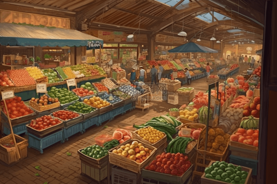 摆满果蔬的市场图片