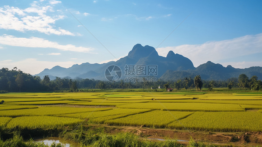 乡村稻田背景图片