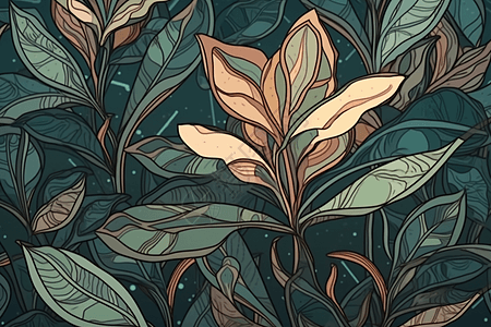 橡胶植物抽象插图图片