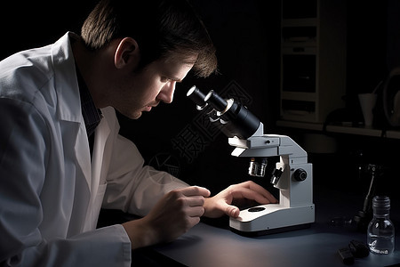 实验室技术员在用显微镜图片