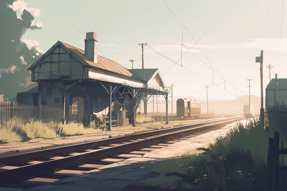 宁静的乡村火车站图片