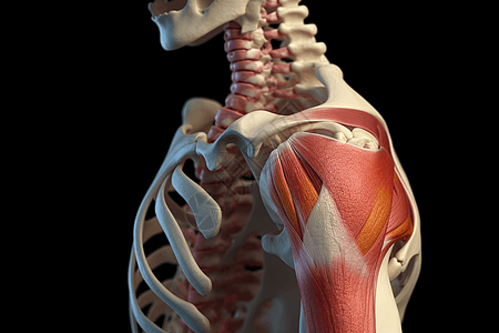 肩袖损伤的肩关节的详细3D模型背景图片