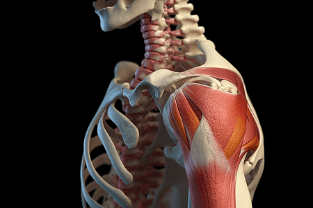 肩袖损伤的肩关节的详细3D模型图片