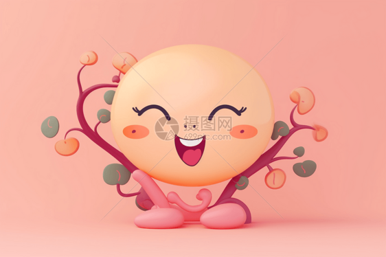 人体卵巢卡通创意桃子背景图片