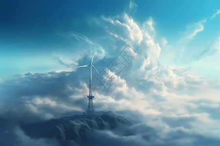 云端上的风车图片