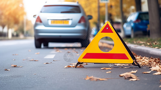 交通事故安全三角警示标志图片