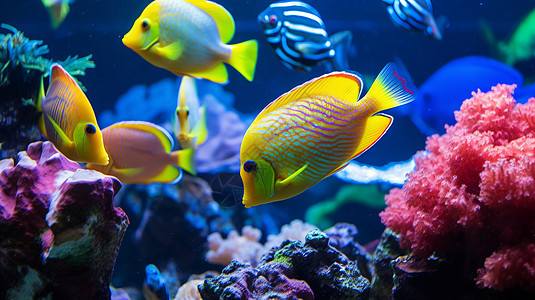 色彩鲜艳的观赏鱼背景图片