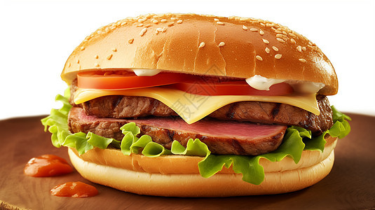 美味的牛肉汉堡图片