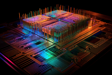 计算机芯片的3D概念图图片