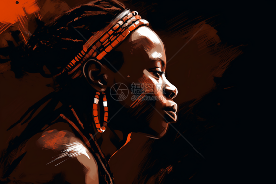 非洲部落人物肖像插图图片