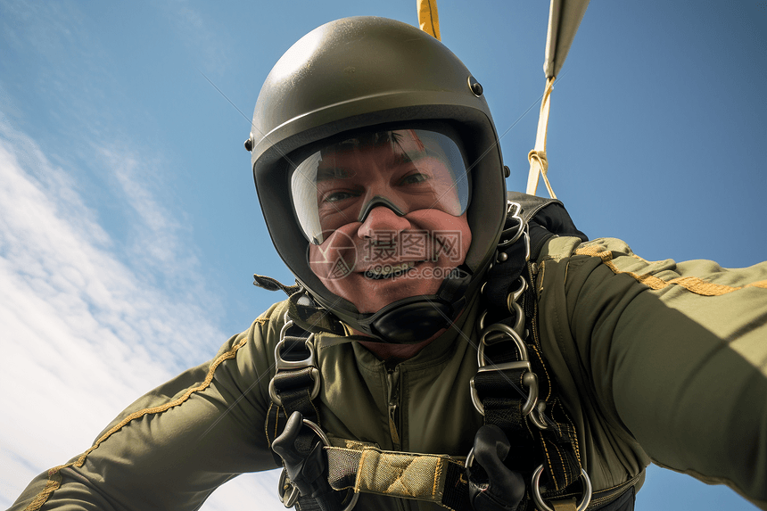 空中的跳伞的男人图片
