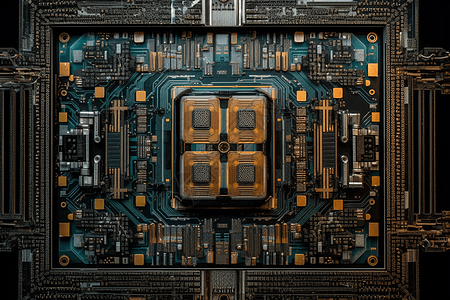 电路板芯片的3D概念图图片