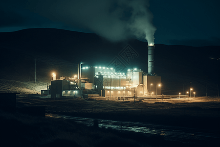 黑暗中明亮的工厂图片