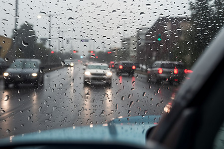 下雨天车窗外的街景图片