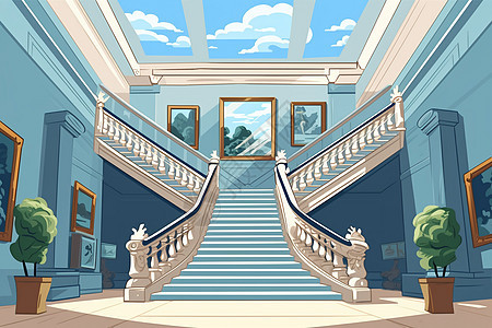 艺术画廊的室内楼梯图片