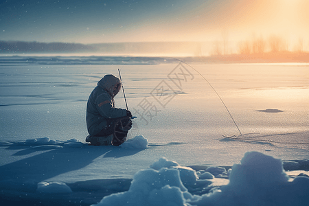 极限冰上钓鱼高清图片