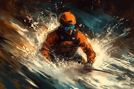 海浪中冲浪抽象插图图片