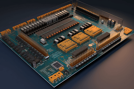 IC电路板内部组件的3D概念图图片