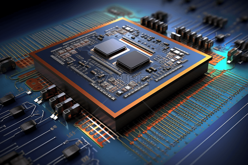 IC电路板内部组件的概念图图片