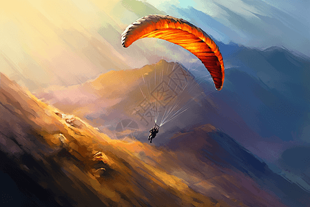 滑翔伞在天空中翱翔的艺术插画图片