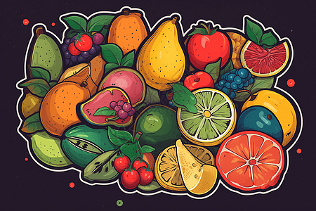 彩色水果贴纸图片