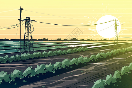 农场的太阳能灌溉图片