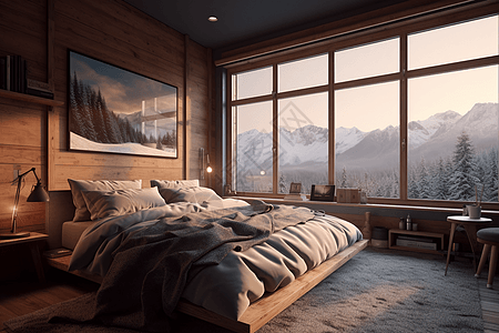 冬季温暖的卧室图片