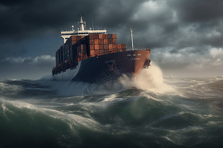 暴风雨中的货船图片