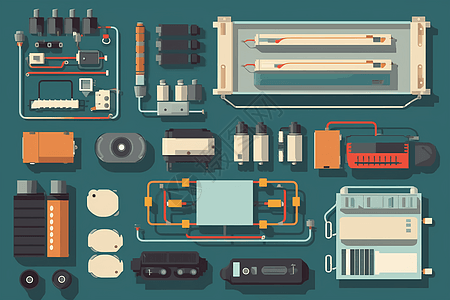 彩色的电池组件图片