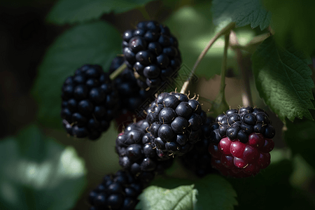 葡萄藤多汁的黑莓图片