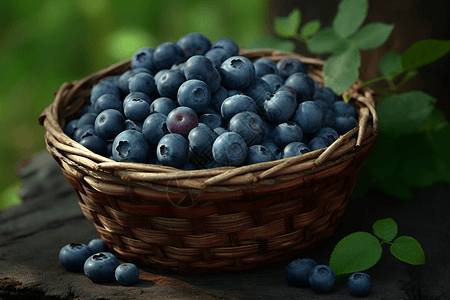 一篮子蓝莓图片