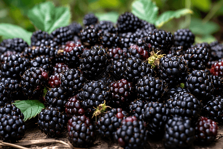 一堆成熟多汁的黑莓图片