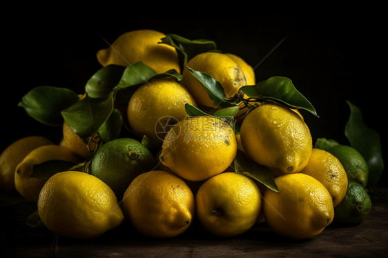 一堆鲜黄色的柠檬图片