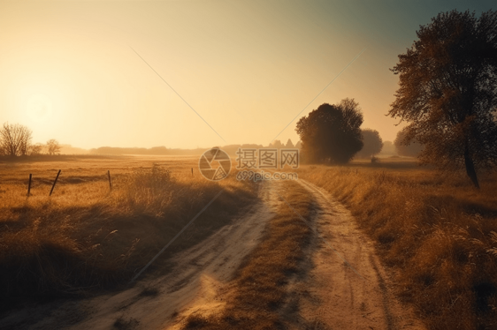 夕阳下的道路图片