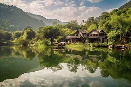 古朴的小屋图片