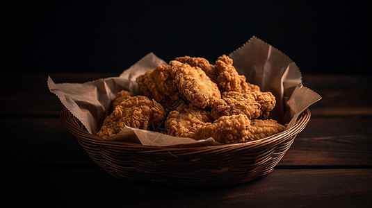 一篮子酥脆的鸡肉图片