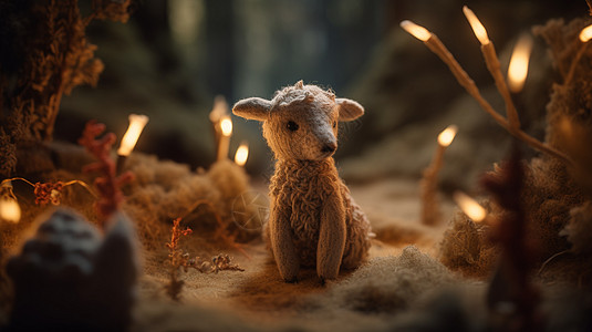 梦幻森林场景羊毛毡动物童话王国背景