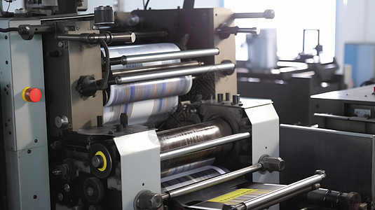 现代印刷厂的印刷机图背景图片
