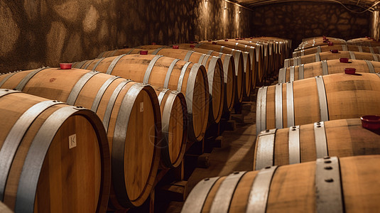 葡萄酒酒桶地窖图背景图片