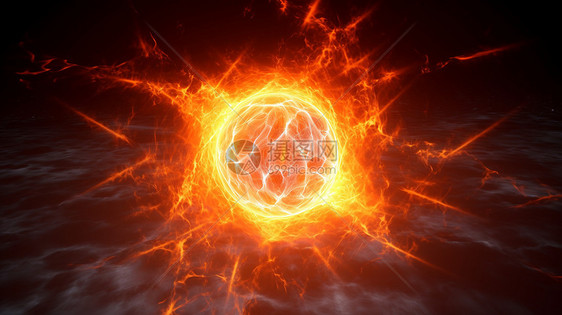 火球闪电3D概念图图片