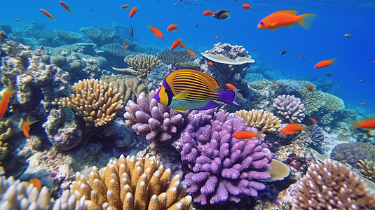 海底的热带鱼和珊瑚图片背景图片