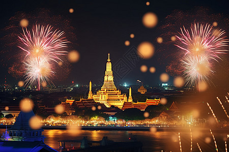 过年倒计时新年倒计时烟花概念图背景