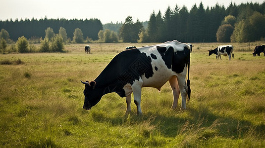 牧场放牧的奶牛图片图片