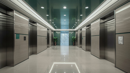 现代办公楼电梯间效果图图片