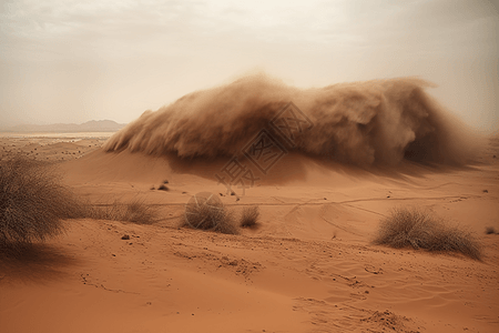 漫天风沙的沙漠背景图片
