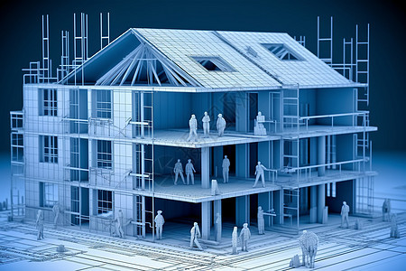 建筑房屋的工程蓝图背景图片