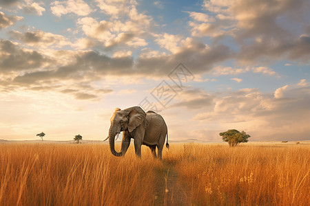 草原田野的大象图片