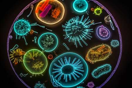 彩色的细胞细菌图片