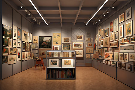 容纳艺术品和文物的画廊图片