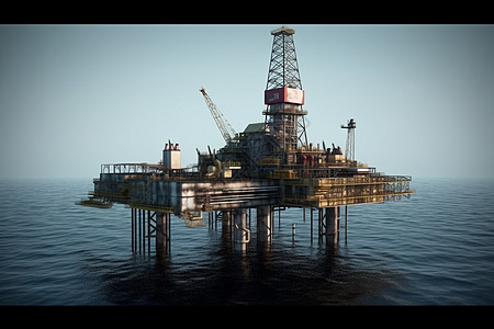海面上的石油平台图片